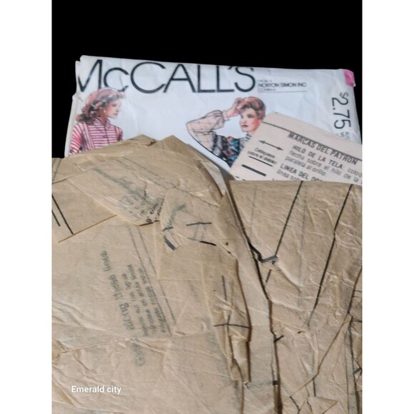 Vtg #7858 McCalls SEWING Pattern Miss 1980s Buttoned Top Standing Collar Zize 8 - Picture 5 of 6